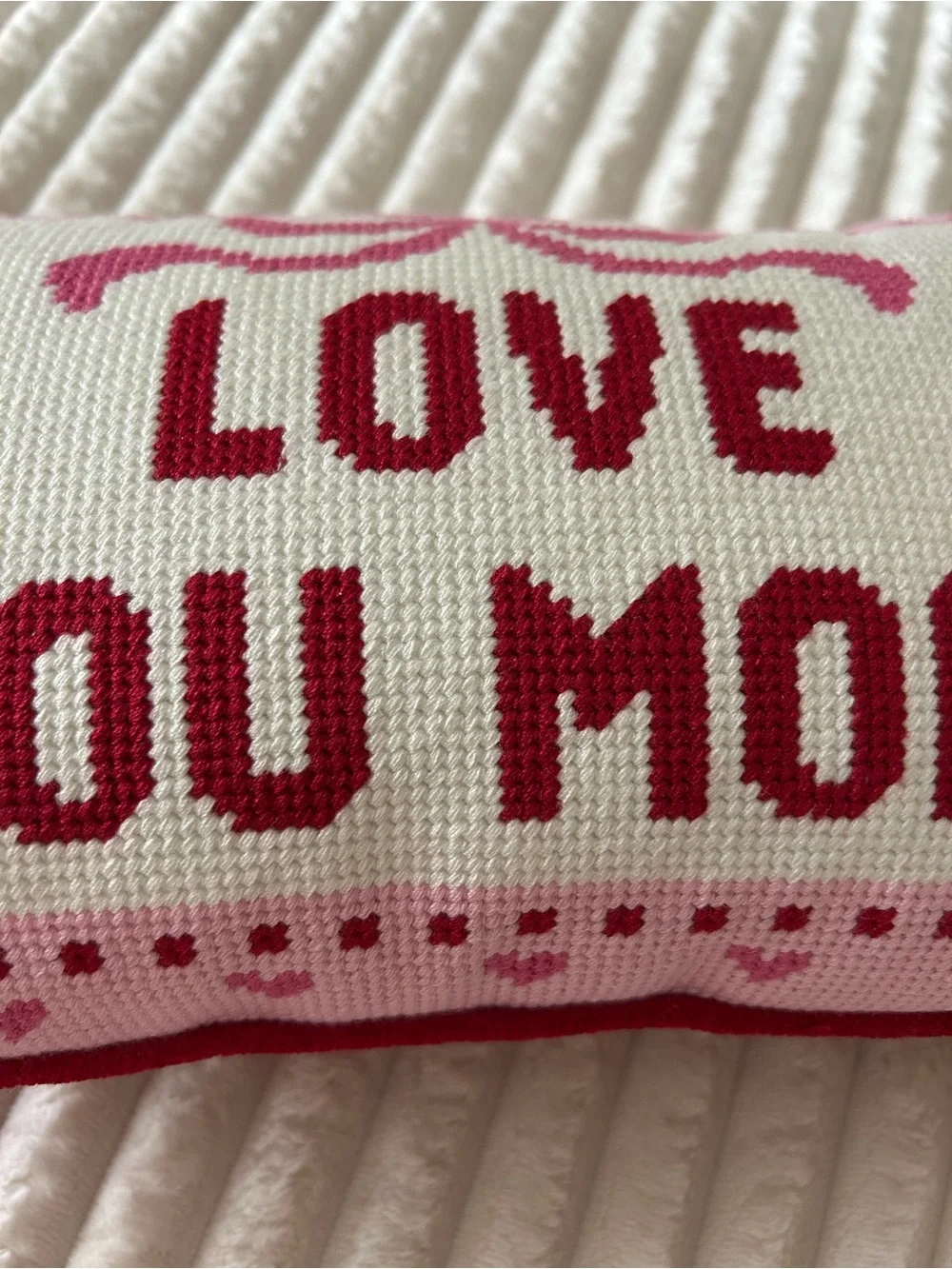 New LOVE YOU MORE needlepoint pillow